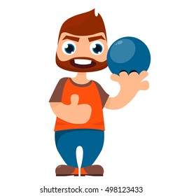 Player bowling isolated on white background. Vector illustration
