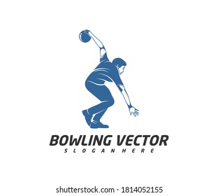 Player Bowling logo template design vector, Illustration, Creative symbol, Icon