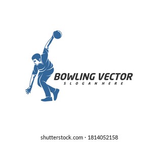 Player Bowling logo template design vector, Illustration, Creative symbol, Icon