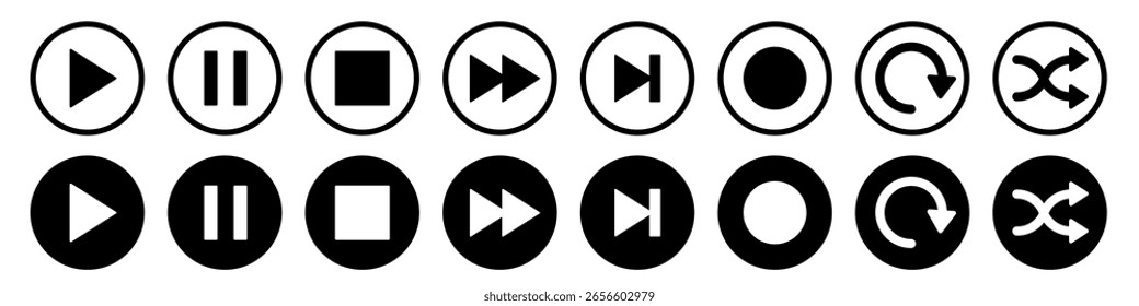 Player button. Media icon set