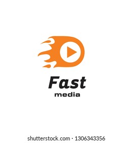 player button multimedia in fast effect logo icon vector template