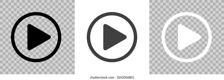 Player Button set icons sign, play button signs, video audio player navigate symbol on white, transparent and gray background – vector