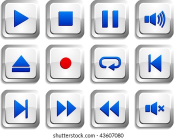 Juego de botones del jugador. Ilustración vectorial.