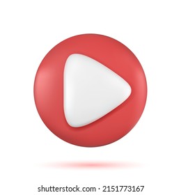 Player button vector 3d icon in a minimalistic style for the interface of applications and web pages. Ui design. Player concept button.