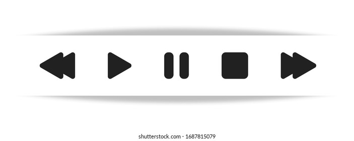 Player buttons icons. Arrow vector isolated icon set. Round button. Vector illustration