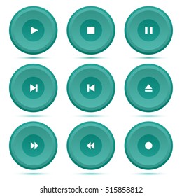 Player buttons set on a white background. Round buttons.