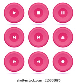 Player buttons set on a white background. Round buttons.