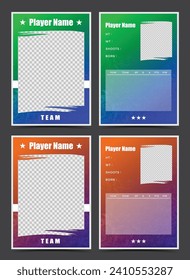 player cards frame font and back template set with grunge texture 