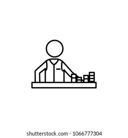 player in a casino with chips icon. Element of casino for mobile concept and web apps. Thin line  icon for website design and development, app development. Premium icon