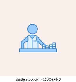 player in a casino with chips icon. Element of casino icon for mobile concept and web apps. Field outline player in a casino with chips icon can be used for web and mobile on colored background