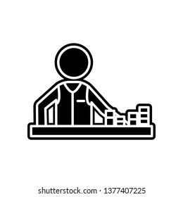 player in a casino with chips icon. Element of Casino for mobile concept and web apps icon. Glyph, flat icon for website design and development, app development