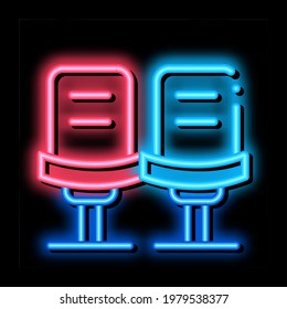 Player Chairs neon light sign vector. Glowing bright icon Player Chairs isometric sign. transparent symbol illustration