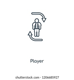 Player concept line icon. Linear Player concept outline symbol design. This simple element illustration can be used for web and mobile UI/UX.