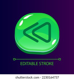 Player control glossy ui button with linear icon. Fast backwards. Digital technology. Isolated user interface element for web, mobile, video game design. Editable stroke. Arial font used