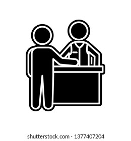 player and croupier at the table icon. Element of Casino for mobile concept and web apps icon. Glyph, flat icon for website design and development, app development