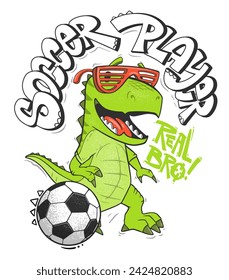 Diseño de la camiseta del dinosaurio del jugador con el lema