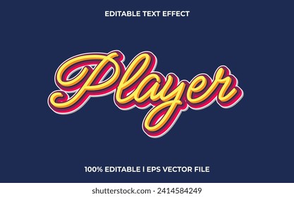 Player editable font. typography template text effect. lettering vector illustration logo