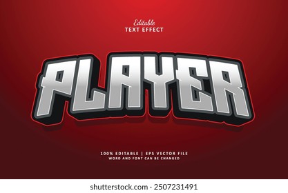 Player editable text effect template with 3d style esport and bold font concept use for brand label and logotype sticker or logo esport