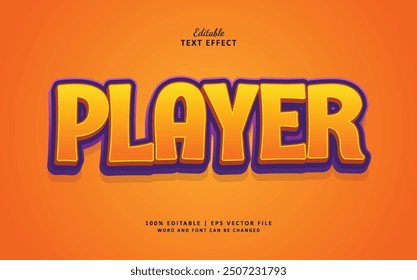 Player editable text effect template with 3d style esport and orange bold font concept use for brand label and logotype sticker or logo esport