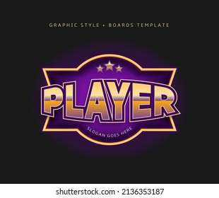 Player emblem mascots logo, t-shirt graphics, vectors illustration. E-sport graphic text emblem. Graphic style