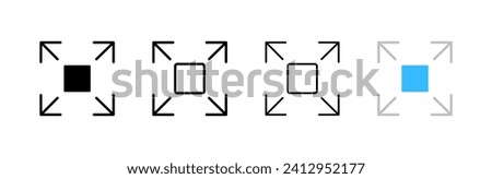 Player extension button icons. Different styles, ui design, video player extension buttons. Vector icons