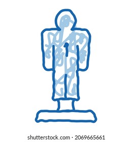 Icono de esbozo figurado del jugador vector. Dibujo manual de la línea de doodle azul Player Signo figurino. ilustración de símbolo aislado