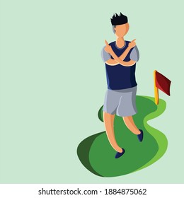 player football celebrate a goal vector flat design minimal illustration