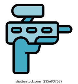 Vector de contorno del icono de la pistola del jugador. Juego de Papas pintadas. Color de acción del deporte plano