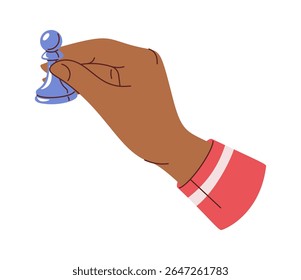 Player hand moving chess pawn