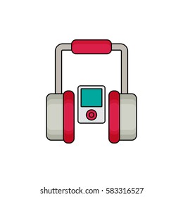 Player with headphones flat vector