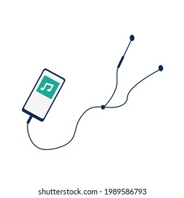 Player with headphones.  Flat vector illustration isolated on a white background.