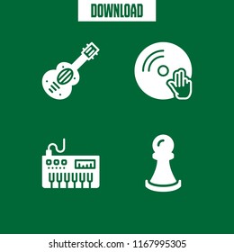 player icon. 4 player vector set. pawn, piano, spanish guitar and vinyl icons for web and design about player theme