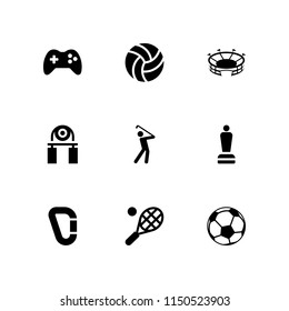player icon. 9 player set with golf, gamepad controller, football field and volleyball vector icons for web and mobile app