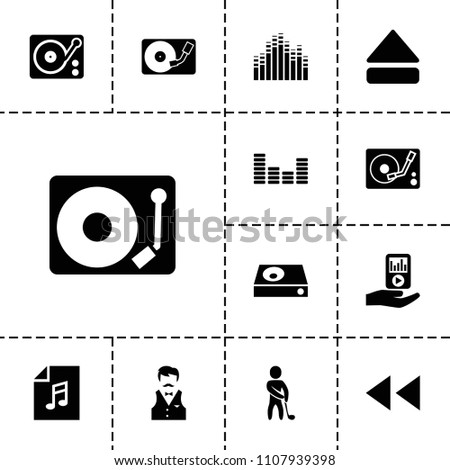 Player icon. collection of 13 player filled icons such as eject button, equalizer, gramophone, casino boy, play back. editable player icons for web and mobile.