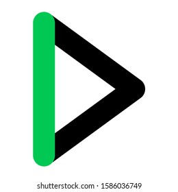 Player Icon Design Green-Black Line style template logo and presentation part 1 Play Button