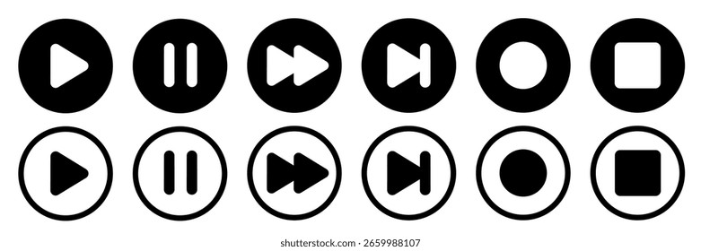 Player-Symbol. Symbolsatz für Media Player.