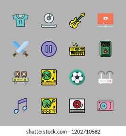 player icon set. vector set about piano, pause, turntable and football icons set.