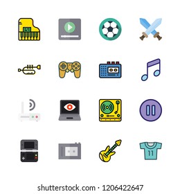 player icon set. vector set about piano, walkman, recorder and turntable icons set.
