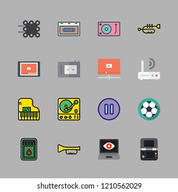 player icon set. vector set about pause, recorder, turntable and match moving icons set.