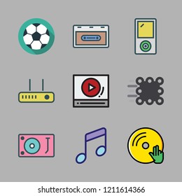 player icon set. vector set about vinyl, video player, turntable and router icons set.