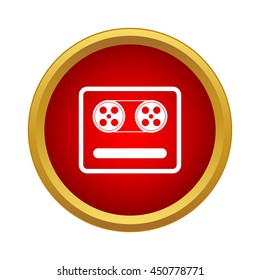 Player icon in simple style in red circle. Music symbol