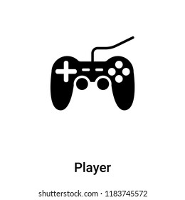 Player icon vector isolated on white background, logo concept of Player sign on transparent background, filled black symbol