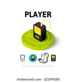 Player icon, vector symbol in flat, outline and isometric style