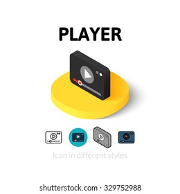 Player icon, vector symbol in flat, outline and isometric style