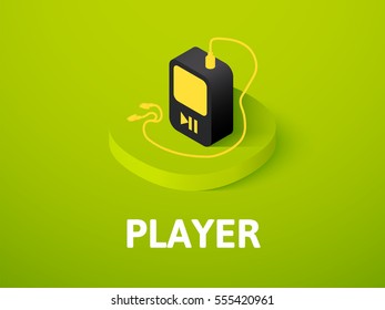 Player icon, vector symbol in flat isometric style isolated on color background