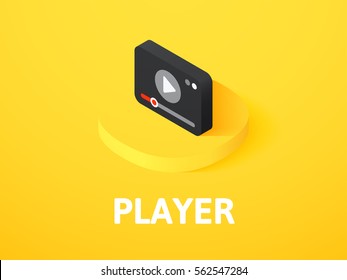 Player icon, vector symbol in flat isometric style isolated on color background