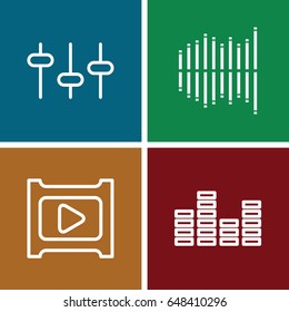 Player icons set. set of 4 player outline icons such as equalizer