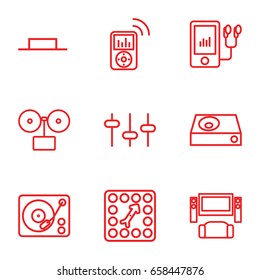 Player icons set. set of 9 player outline icons such as equalizer, music pause, gramophone, board game