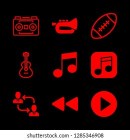 player icons set with play button, spanish guitar and scheme vector set