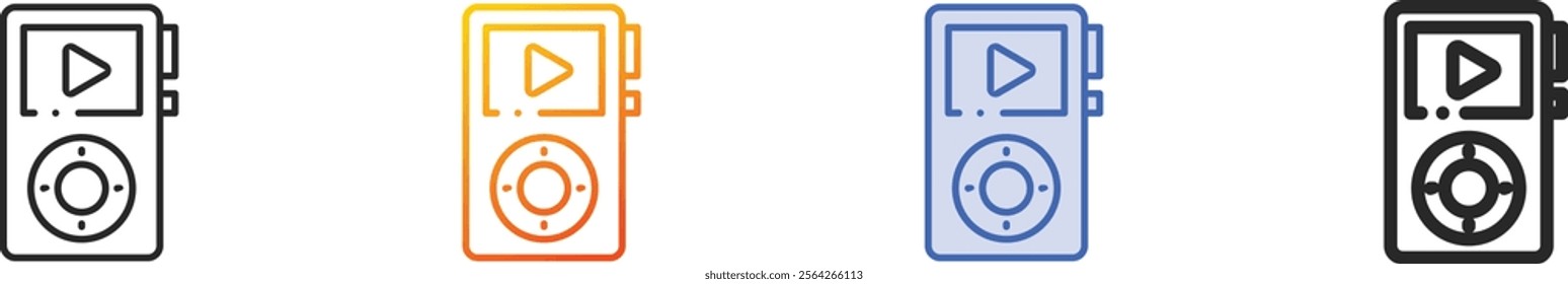 player icon.Thin Linear, Gradient, Blue Stroke and bold Style Design Isolated On White Background